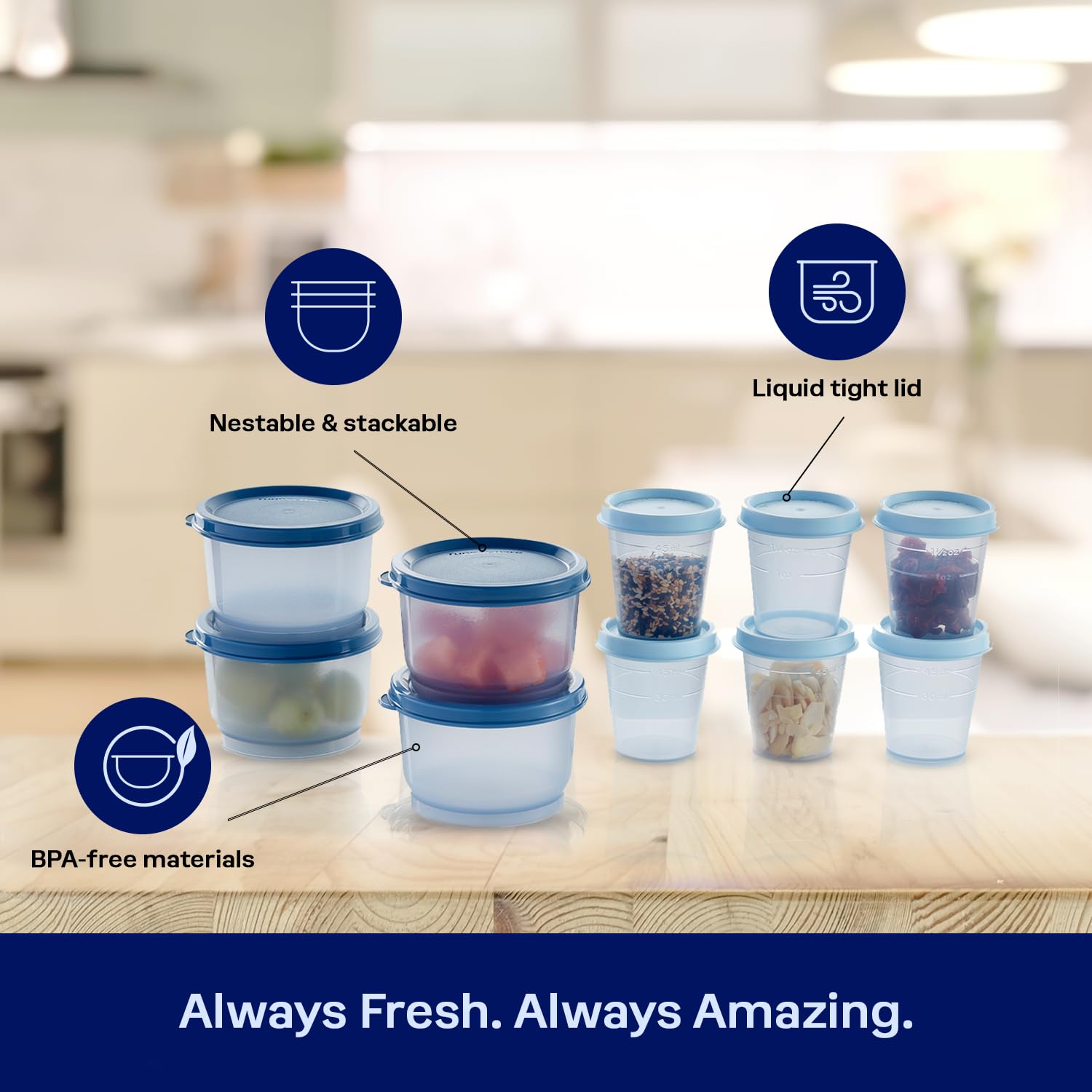 Tupperwareバンブークリアストレージセット Tupperware Super Snack 10 Container Food Storage Set, Dishwasher